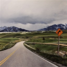 Following a Beaten Path (Almost to Roscoe, Montana) / oil on board / 14×14″ / Sold